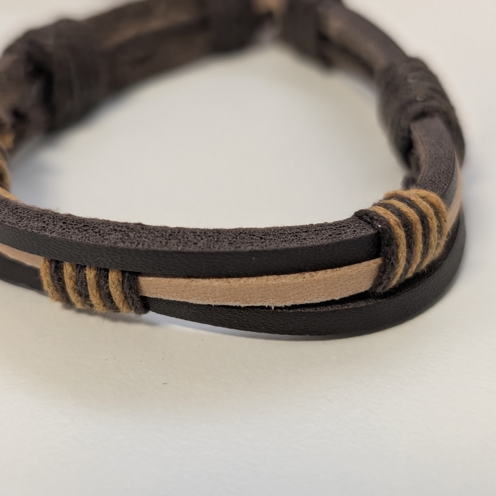 Brown and Tan Leather Bracelet